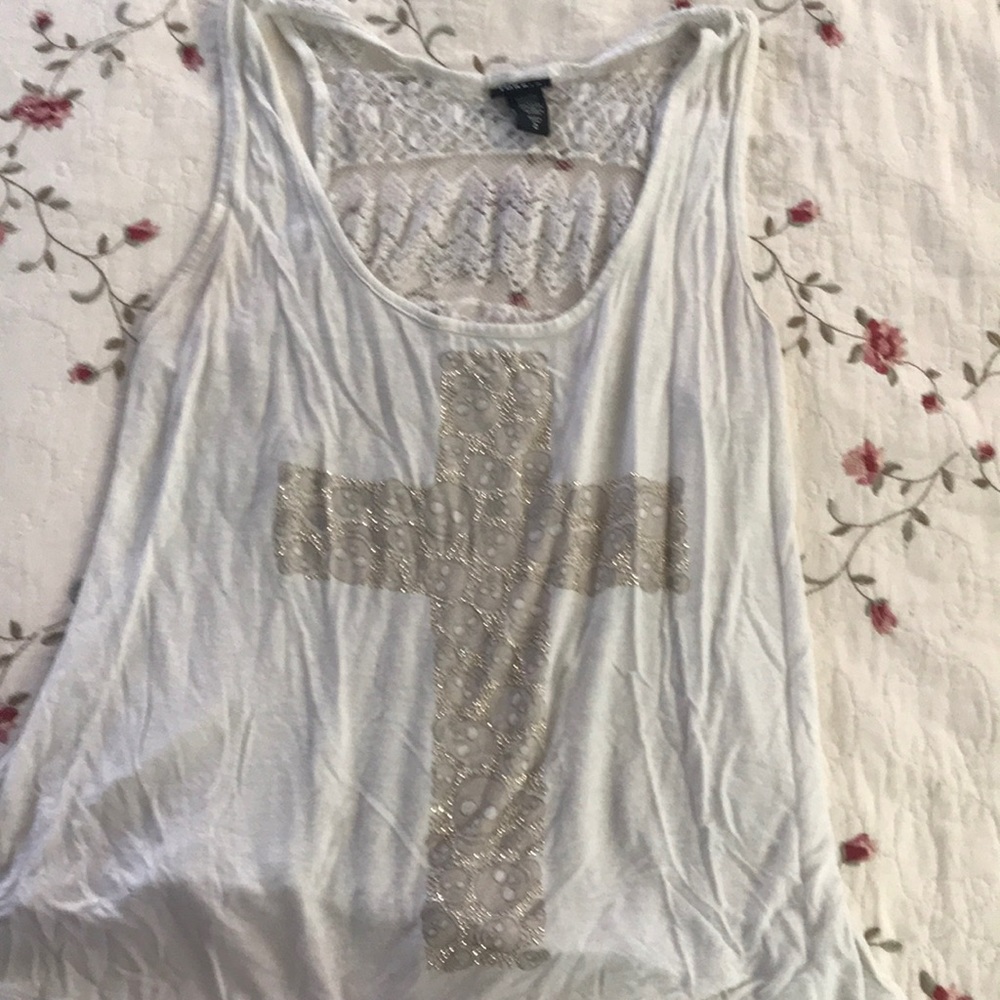 Skull cross tank top lace back.